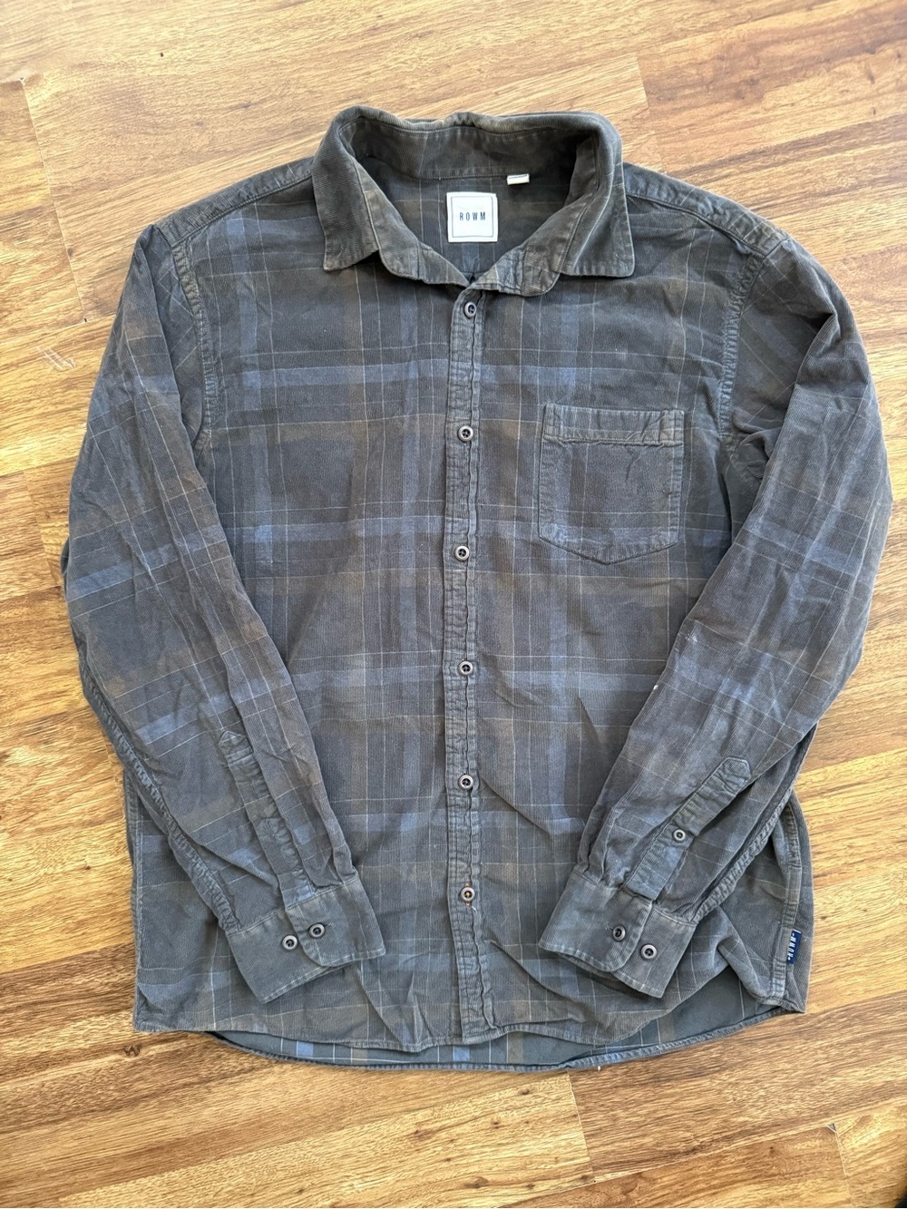 Rown Corduroy Gray Button-up Flannel